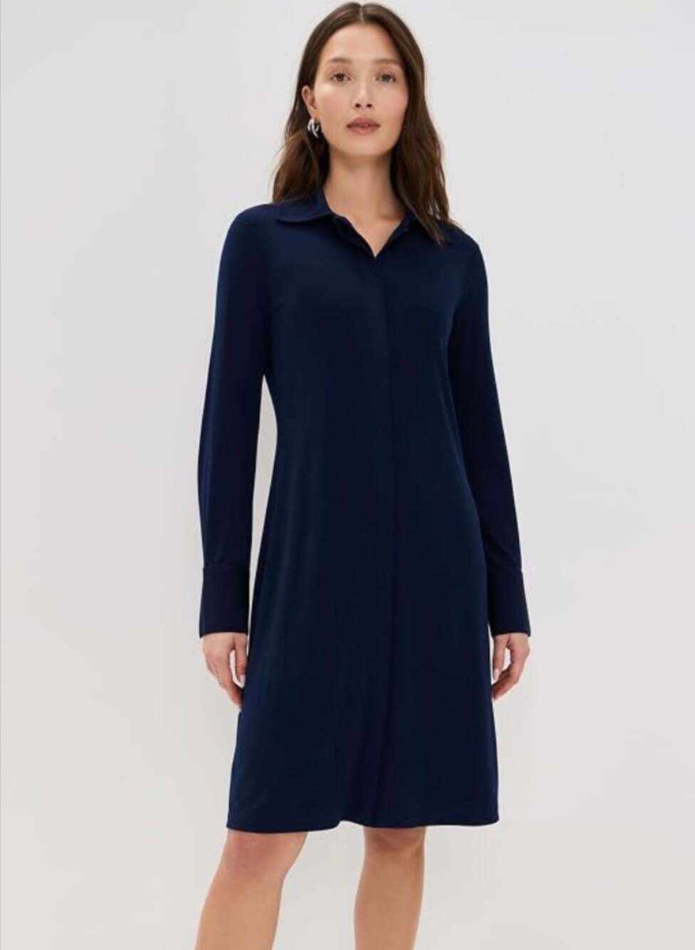 Vince Long Sleeve Polo Dress Size Small Navy Blue Button Up